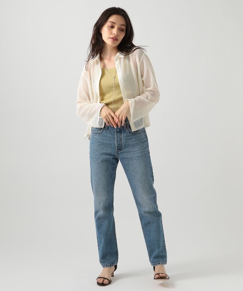 ブラウス シャツ メッシュクロップドトップス レディース BAYFLOW ブラウス シャツ メッシュクロップドシャツ レディース