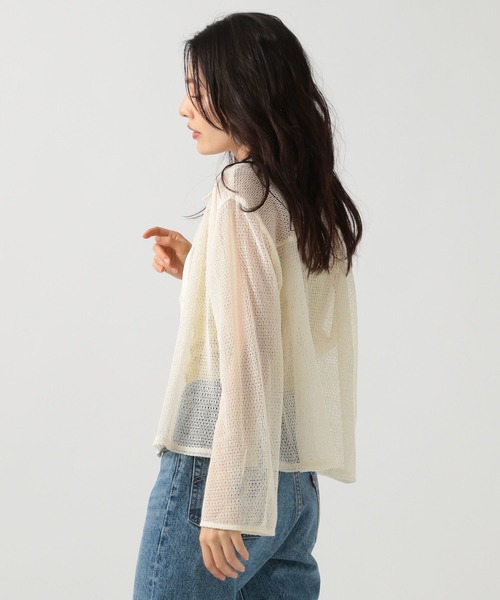 ブラウス シャツ メッシュクロップドトップス レディース シャツ ブラウス レディース トップス ショート丈 クロップド丈