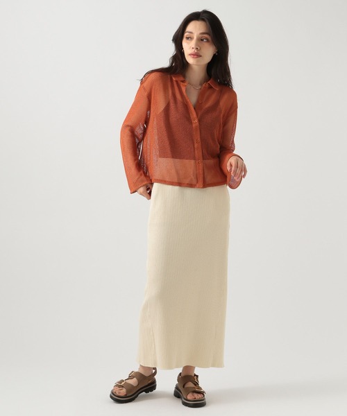 BAYFLOW ブラウス シャツ メッシュクロップドシャツ レディース