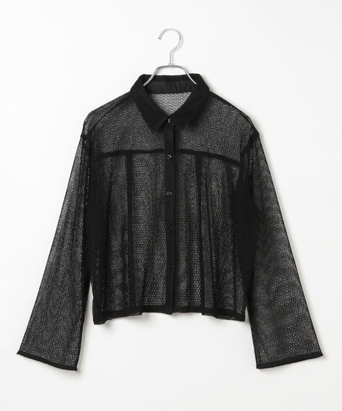 ブラウス シャツ メッシュクロップドトップス レディース BAYFLOW ブラウス シャツ メッシュクロップドシャツ レディース