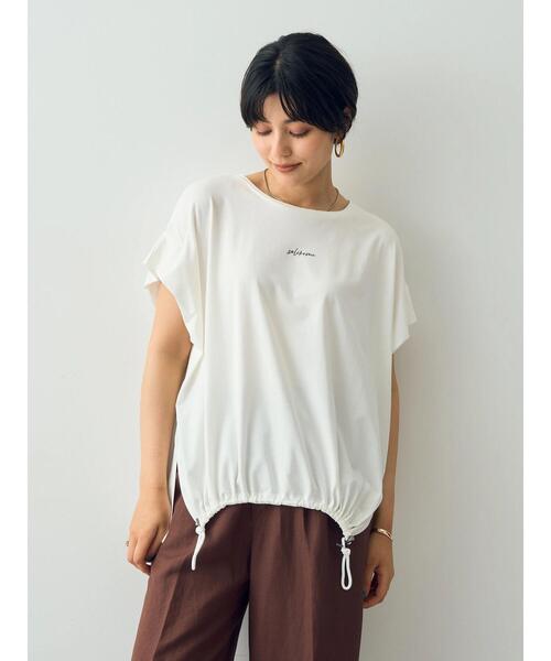 裾ドロストデザインロゴTee YECCA VECCA tシャツ 裾ドロストデザインロゴTee レディース