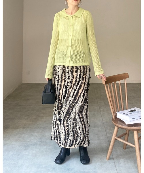 She's Closet ニット セーター 透かし編み長袖ポロシャツ