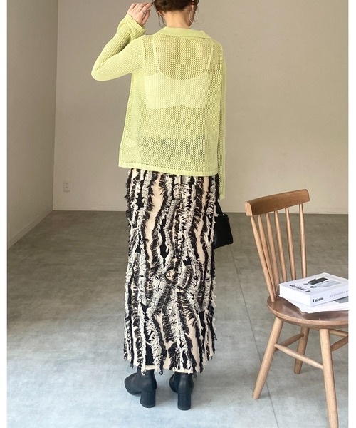 She's Closet ニット セーター 透かし編み長袖ポロシャツ