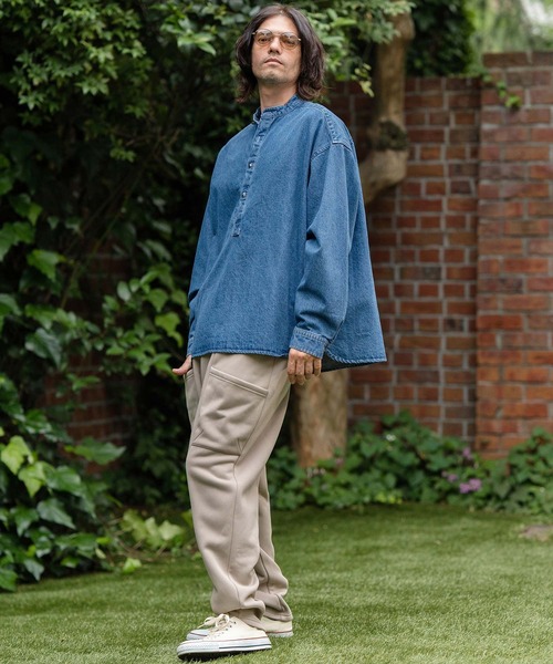 CAMBIO シャツ ms5735-Concho Button Band Collar Denim Pullover