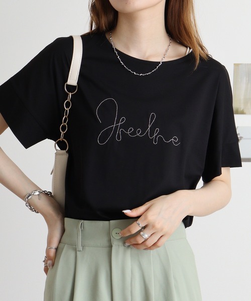 アンナニコラ Anna Nicola ボールチェーンロゴチュニック （モカ） Anna Nicola tシャツ ボールチェーンロゴチュニック レディース