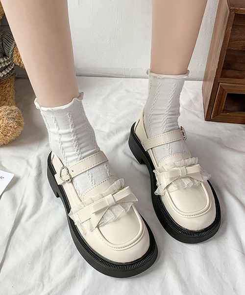 c.u.l ローファー リボン×ハート ローヒールローファー メリー