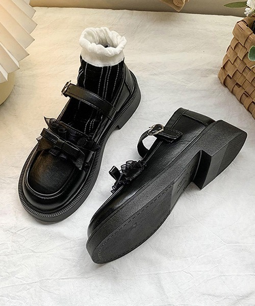 c.u.l ローファー リボン×ハート ローヒールローファー メリー