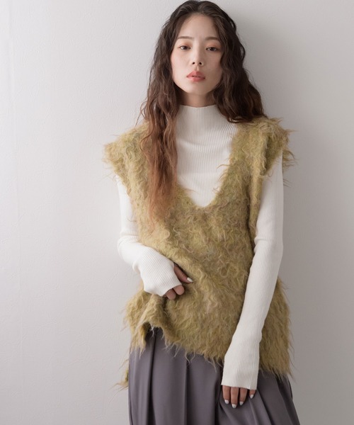 rectangle（レクタングル） ベスト ジレ ミックスカラーシャギーV