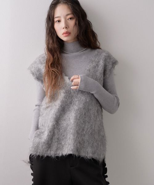 rectangle（レクタングル） ベスト ジレ ミックスカラーシャギーV