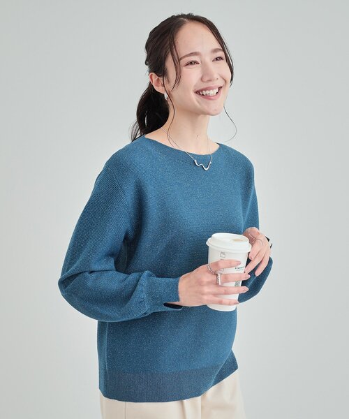 ボートネックラメニット DRESKIP ニット セーター 「高レビュー/S-LL」大人のきらめき