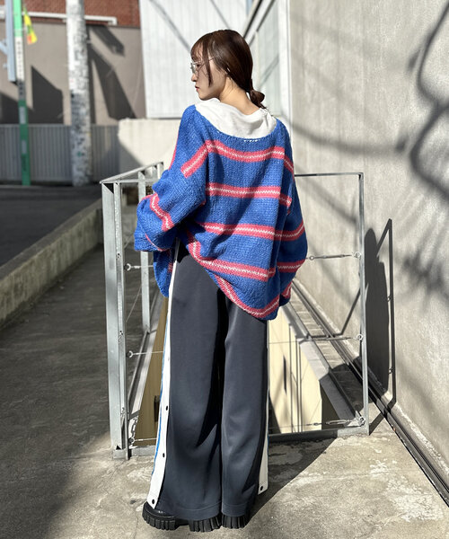w closet ニット セーター 「3色展開」ボーダーBIGニットプル