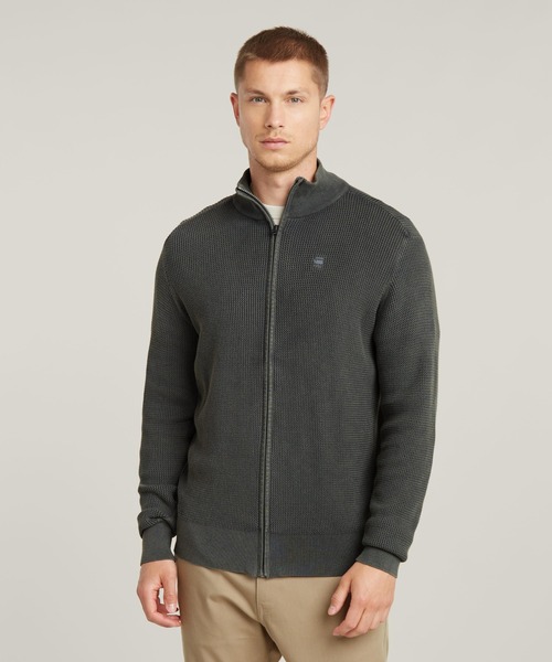 G-STAR RAW セーター ニット SERRATED FULL ZIP KNIT/ワンポイントロゴ