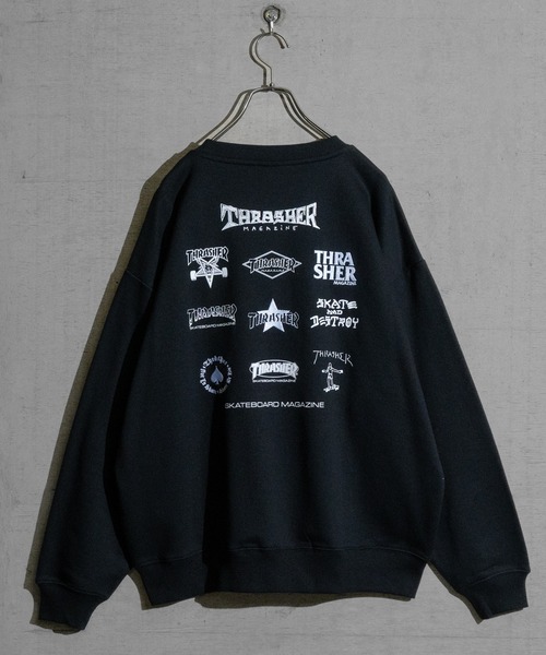 Thrasher ゴジラ コラボ ロゴ バースト スウェット トレーナー org.jpg