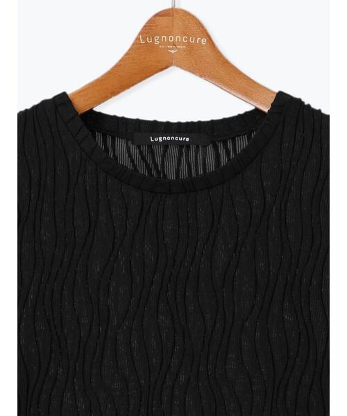Lugnoncure tシャツ なみなみジャカードクルーネックトップス