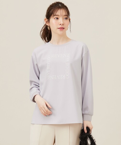 tシャツ 「洗える」2wayストレッチジョーゼットロゴ ロンT レディース