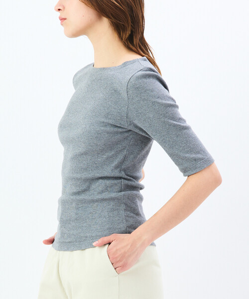 tシャツ ORCIVAL | リブ ボートネック5分袖カットソー WOMEN レディース ORCIVAL tシャツ | リブ ボートネック5分袖カットソー WOMEN