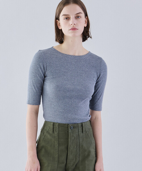tシャツ ORCIVAL | リブ ボートネック5分袖カットソー WOMEN レディース ORCIVAL tシャツ | リブ ボートネック5分袖カットソー WOMEN