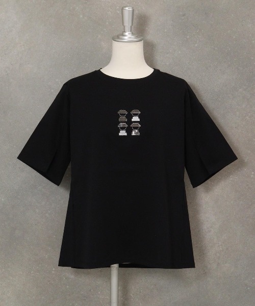 美品 PICONE ピッコーネ 黒 スパンコール Tシャツ 黒 40 美品 PICONE ピッコーネ 黒 スパンコール Tシャツ 黒 40 - メルカリ