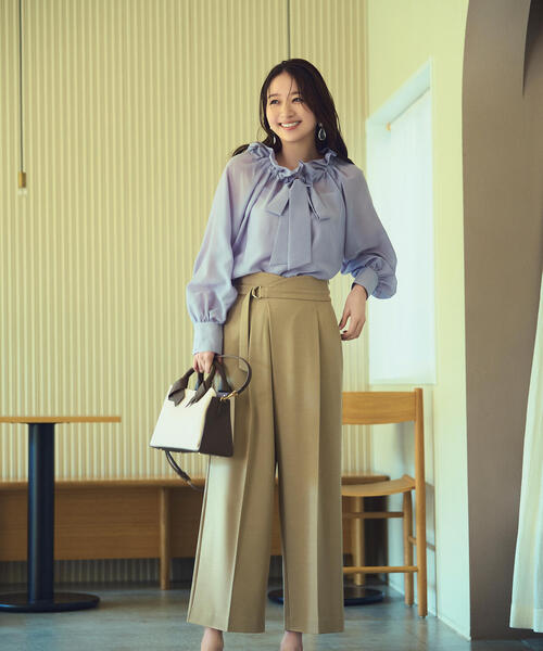 ブラウス シャツ 配色シアーボウタイブラウス レディース NATURAL BEAUTY BASIC ブラウス シャツ 「美人百花掲載」シアー