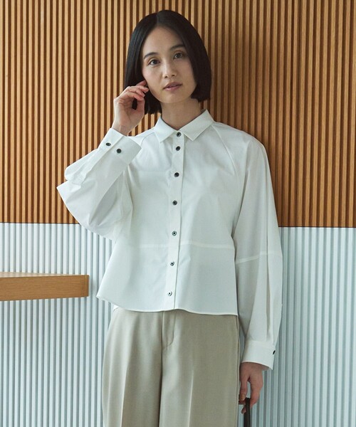 ブラウス シャツ 「抗菌防臭/洗える」コットンブロード フォルムシャツ レディース