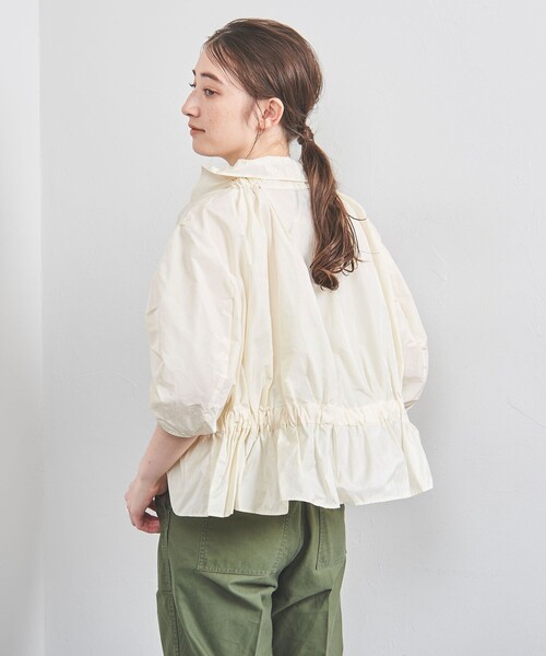 ホワイトタフタフリルカーディガン UNITED ARROWS カーディガン シャーリングフリル タフタ ボレロ