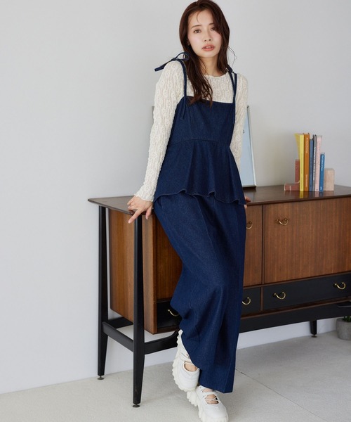 mysty woman（ミスティウーマン） サロペット オーバーオール ペプラム