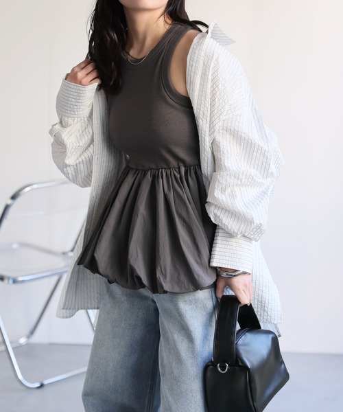 ap retro タンクトップ ノースリーブ カップ付きバルーンタンクトップ