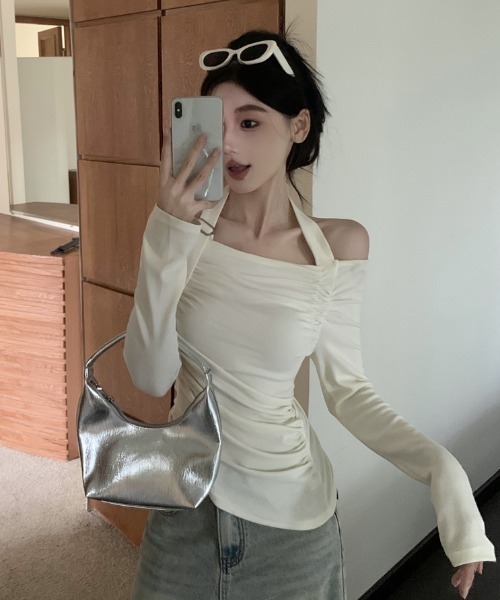 tシャツ ホルターネックオフショルTOP レディース LACーVERT tシャツ ホルターネックオフショルトップス