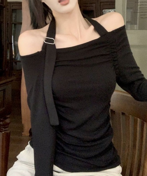 tシャツ ホルターネックオフショルTOP レディース LACーVERT tシャツ ホルターネックオフショルトップス