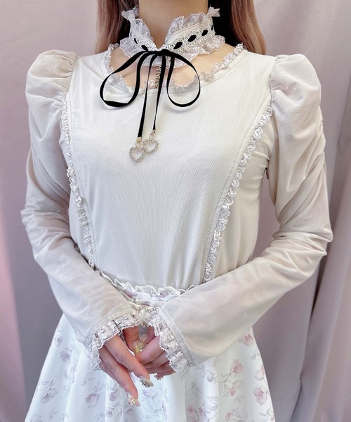 ROJITA tシャツ ビジューチェーンシアートップス レディース