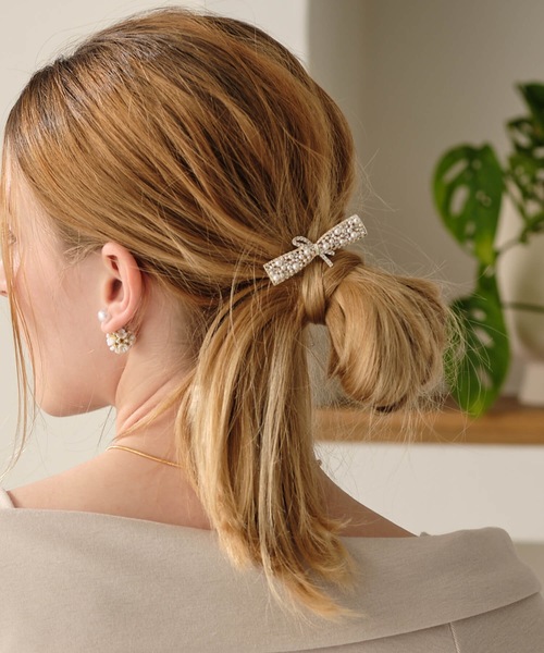 ヘアクリップ パールビジューリボンヘアクリップ : ZOZOTOWN Yahoo!店