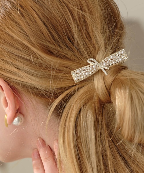 ヘアクリップ パールビジューリボンヘアクリップ : ZOZOTOWN Yahoo!店