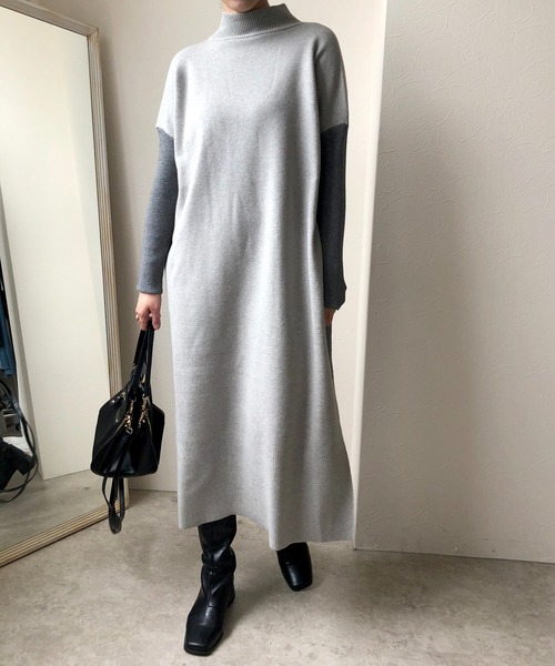 「LHELBIE」 ニットワンピース M ベージュ レディース_画像3