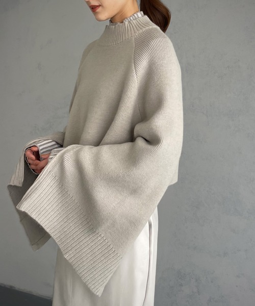 「&g'aime」 長袖ニット FREE グレイッシュベージュ レディース_画像2