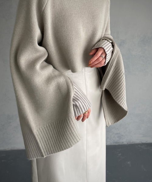 「&g'aime」 長袖ニット FREE グレイッシュベージュ レディース_画像7