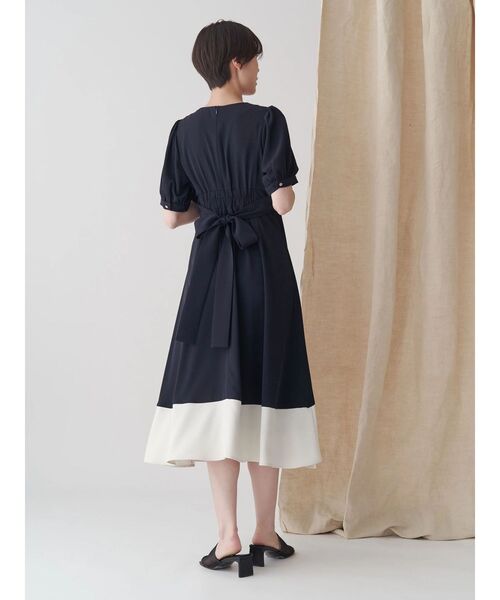 カシュクールワンピース TONAL ワンピース バイカラーカシュクールクロスベルト