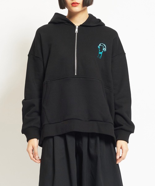 coome パーカー COCOMOMO パーカー 裏起毛 バックロゴ オーバーサイズ ジップ