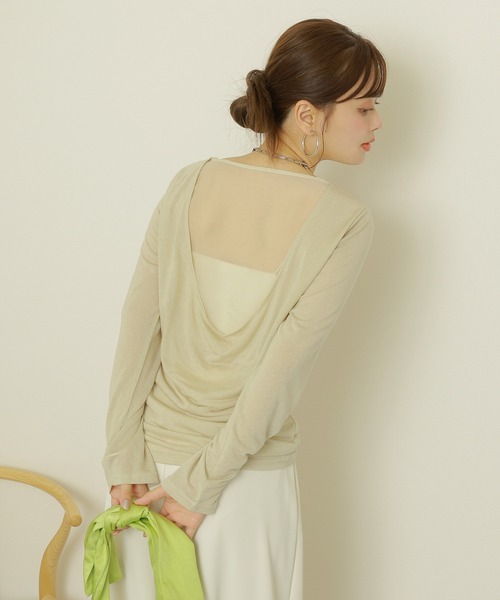 tシャツ back drape sheer tops /バック ドレープ シアー トップス