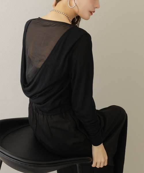 tシャツ back drape sheer tops /バック ドレープ シアー トップス