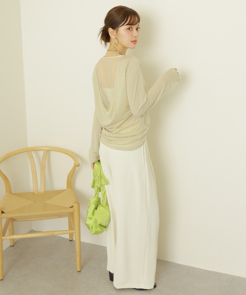 【美品】LIten シアースカルプチャートップス ホワイト アシンメトリードレープロングスリーブトップス – poláura OFFICIAL