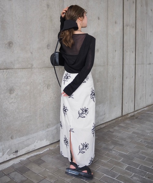 tシャツ back drape sheer tops /バック ドレープ シアー トップス