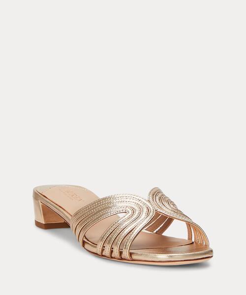 LAUREN RALPH LAUREN* メタリック マルチストラップ サンダル LAUREN RALPH サンダル Fay メタリック レザー マルチストラップ