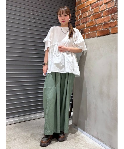 niko and… tシャツ フリル切り替えペプラムTシャツ レディース