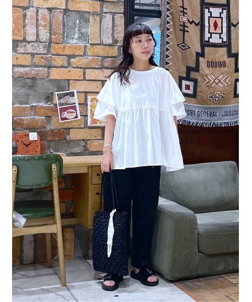 ニコ　ペプラム niko and… tシャツ フリル切り替えペプラムTシャツ レディース