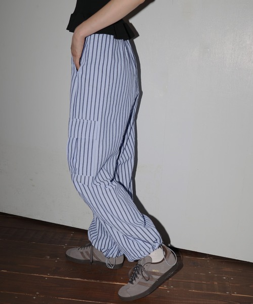 Mili affinity カーゴパンツ ストライプカーゴパンツ レディース