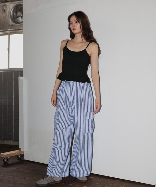 Mili affinity カーゴパンツ ストライプカーゴパンツ レディース