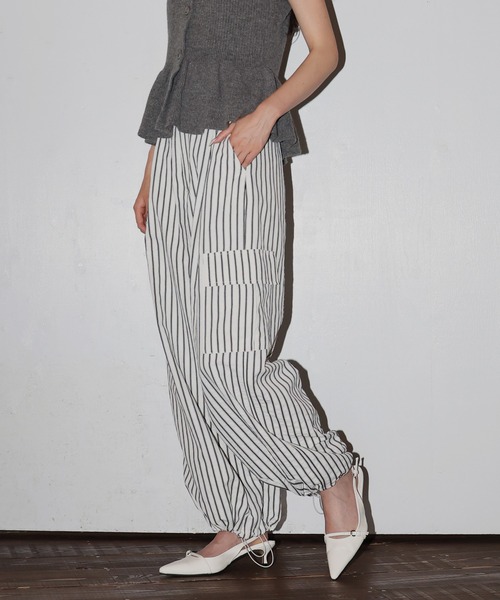 PG ストライプ カーゴパンツ レディース PG ストライプ カーゴパンツ レディース Mili affinity カーゴパンツ