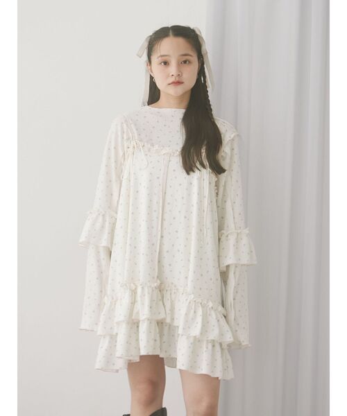 merry jenny ワンピース flower waffleミニワンピース : ZOZOTOWN