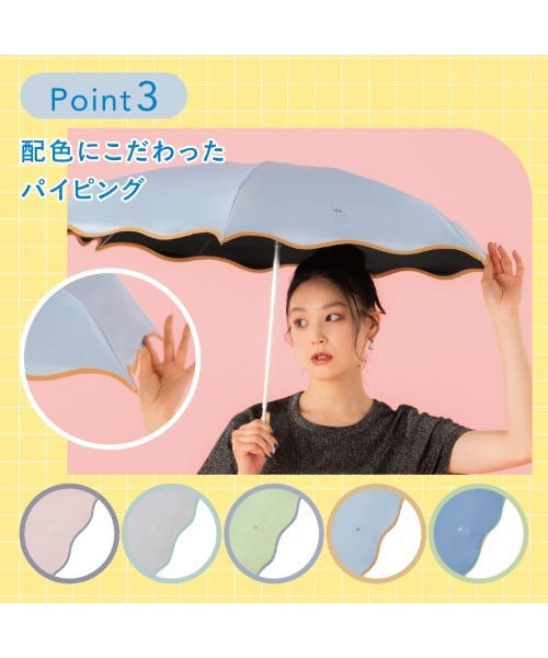 Wpc. 折りたたみ傘 遮光ウェーブパイピングパラソル ミニ