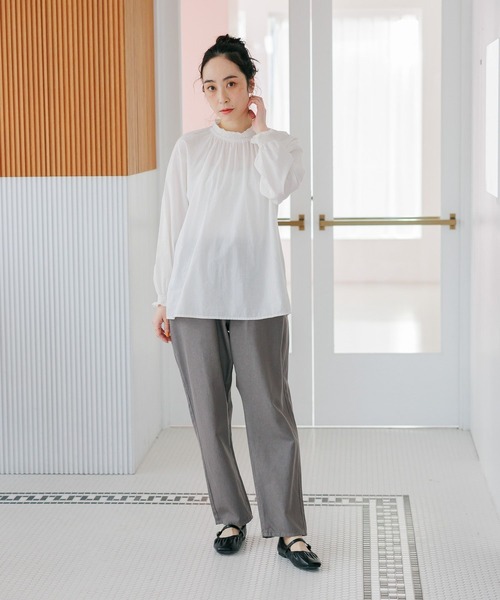 「studio CLIP」 長袖ブラウス MEDIUM グレー レディース_画像7